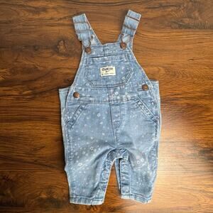 OshKosh B'Gosh Denim Bib Overalls Baby Size 3 Months Adjustable Strap Vestbak
